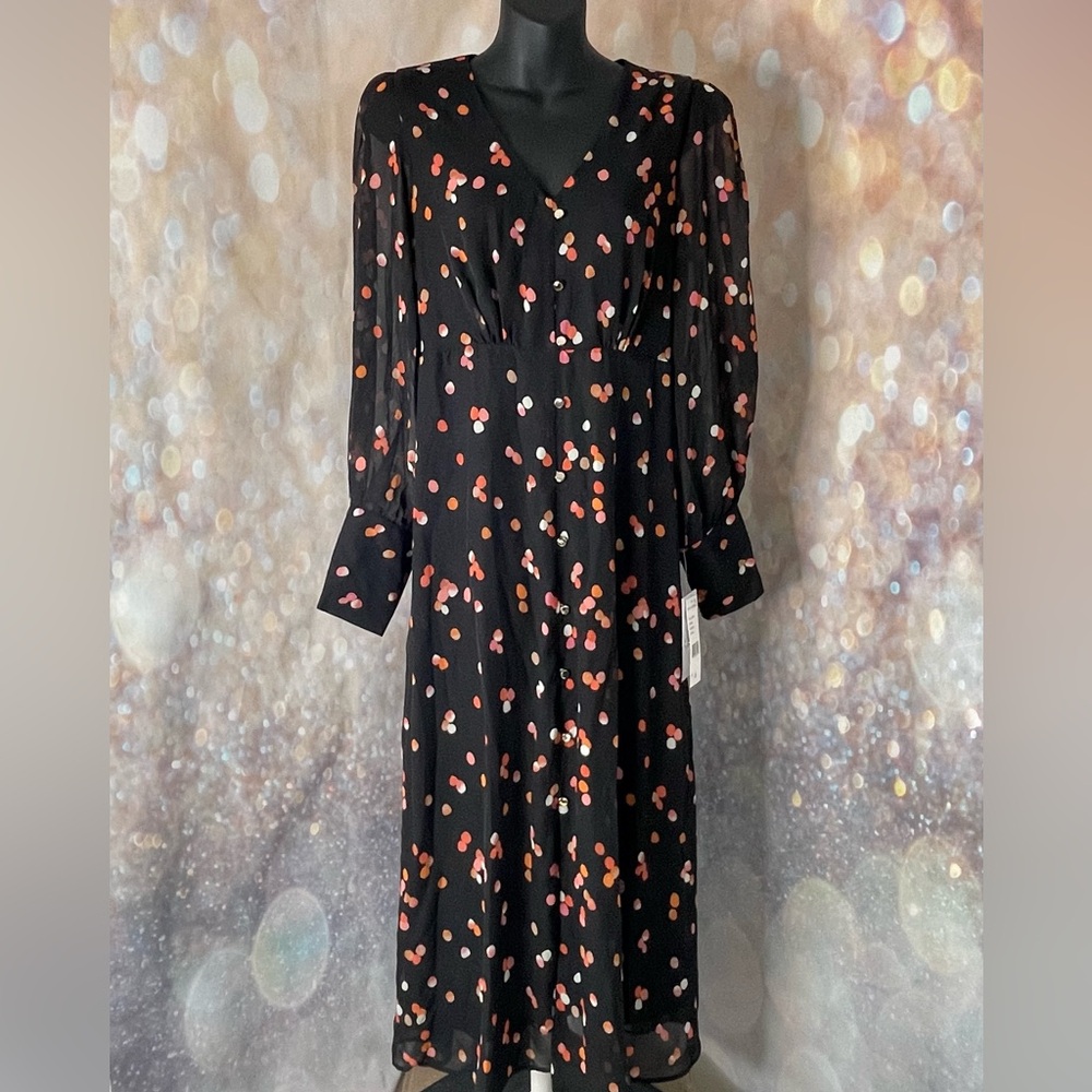 Julia Jordan Dot Long Sleeve Chiffon Midi Dress
Size 4 NWT